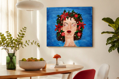 Women with flowers in the hair print wall art of painting Sl Product Image 6