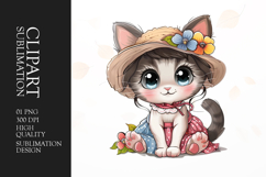 Cute watercolor kitten Clip Art sublimation png Product Image 1