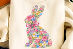 Brushstroke Easter Bunny PNG, Hand-painted Floral Easter PNG Product Image 4
