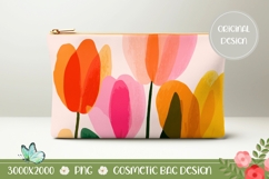 Abstract Tulips Cosmetic Bag PNG, Floral Cosmetic Bag Print Product Image 1