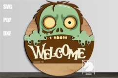 Halloween Zombie Welcome Sign SVG | Spooky Halloween Sign Product Image 1