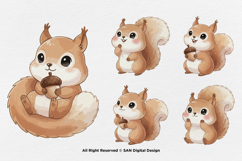15 Bundle Watercolor Kids Squirrel Burrow Rodent Nut Small Product Image 6
