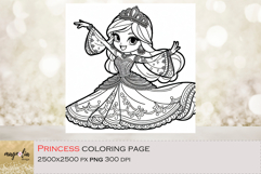 PRINCESS in a beautiful dress, kids Coloring Pages png Product Image 1