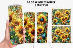 Flowers Skinny Tumbler 20oz Wrap Design, Summer Tumble PNG Product Image 1