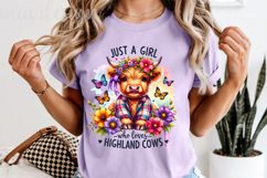 Just A Girl Who Loves Highland Cows PNG, Cow Sublimation Product Image 5
