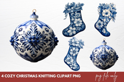 Cozy Christmas Knitting Clipart PNG Product Image 1