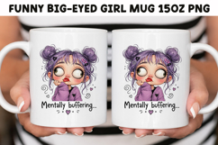 Funny Big-Eyed Girl 15oz Mug Wrap Sublimation Bundle PNG. Product Image 10