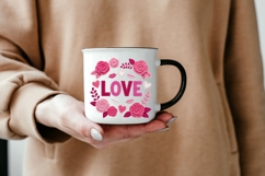 LOVE Floral Valentine PNG, Rose Valentine Shirt Design, Pink Product Image 6