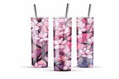 Cherry blossom skinny tumbler sublimation designs PNG Product Image 6