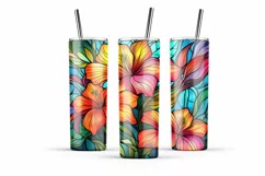 Tropical flower tumbler Stained glass tumbler wrap summer Product Image 6
