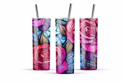 Roses tumbler wrap Stained Glass Png 20 Oz Sublimation Product Image 6