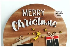 Merry Christmas Round Door Sign | Christmas Door Hager SVG Product Image 3