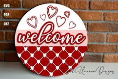 Valentines Day Welcome Sign SVG | Welcome Door Hanger SVG Product Image 1