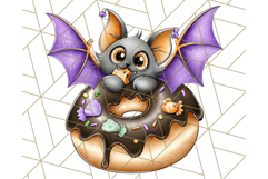 Halloween Donut Clipart PNG, Cute Spooky Doughnut Art Product Image 2