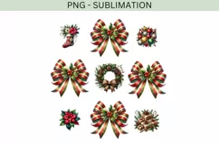 Christmas Coquette Bow PNG | Red and Green Bow for Preppy Product Image 3