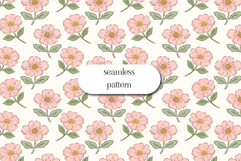 Pink Floral Seamless Pattern, Cute Botanical Design Product Image 1