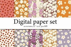 Wildflowers Aesthetics Digital Paper, Meadow Flowers Product Image 1