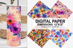 Funky Watercolor Flowers Digital Paper- Flowers Background Product Image 1