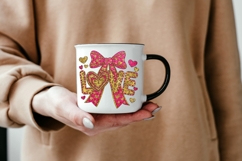 LOVE Valentine Glitter Bow Sublimation PNG | Pink &amp; Gold Product Image 5