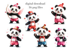 Valentine’s Day Panda Clipart, Kawaii Panda PNG Bundle Product Image 2