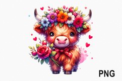 Cow And Flowers Sublimation - Cow Flowers Clipart PNG Design Product Image 1