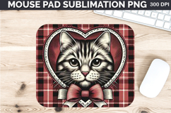 Watercolor Cat Mouse Pad Sublimation - Valentines PNG Design Product Image 1