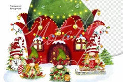 Christmas Elves at the House, New Year's Dwarf House PNG Product Image 4