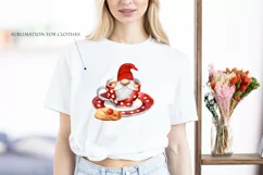Watercolor gnome in a mug of tea with cookies, Gnome PNG Product Image 6