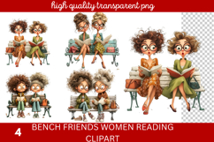 Bench friends Women reading Clipart Product Image 1