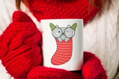 Kawaii cat in christmas red sock. Sublimation PNG. Product Image 2
