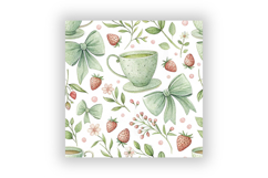 Coquette Matcha Strawberry Digital Paper, Seamless Kawaii Product Image 6