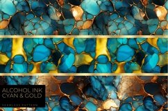 Seamless Abstract Digital Paper, Cyan and Gold Veins Product Image 4