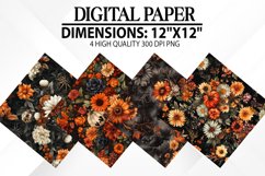 Halloween Flowers Digital Paper - Halloween Background Product Image 1