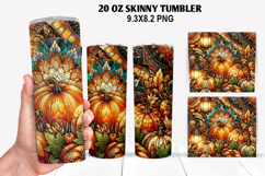 Pumpkins Skinny Tumbler 20oz Wrap Design, Halloween Tumbler Product Image 1