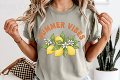 Summer Vibes PNG, Retro Lemon Floral Sublimation Design Product Image 5