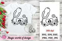 Heart Stethoscope svg Vector, Nurse SVG Cut Files For Cricut Product Image 1
