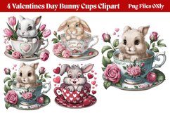 Valentines Day Bunny Cups Clipart PNG Product Image 1