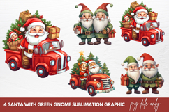 Santa With Green Gnome Sublimation Clipart Product Image 1