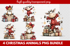 4 Christmas Animals PNG | Cute Festive Wildlife Clipart Product Image 1