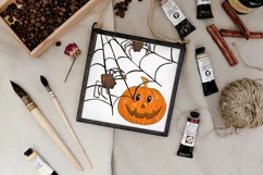Halloween pumpkin head, cats, spiders and raven clipart Product Image 8