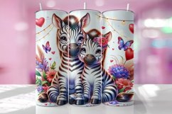 Valentine's Day Zebra Couple Tumbler Wrap Sublimation Design Product Image 1