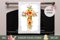 Floral Towel PNG, Christian Floral Cross Towel Product Image 1