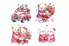 Valentine’s Day Couple Polar bears Watercolor Clipart Product Image 6