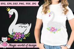 Swan queen with flowers SVG Cut files for Cricut Silhouette Product Image 2
