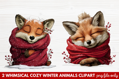 Whimsical Cozy Winter Animals Clipart | Cute Snowy Forest Product Image 1