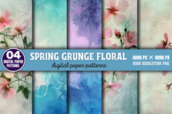 Spring Grunge Floral Background Paper PNG Product Image 1