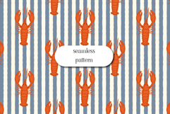 Lobster Nautical Stripe Seamless Summer Pattern Product Image 1
