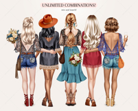 Boho Besties Clipart Set Create Stylish Bohemian Designs Product Image 6