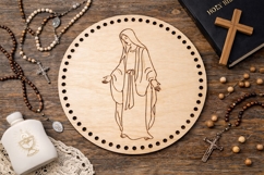 Laser engraving Virgin Mary line art file, Madona Christian Product Image 6