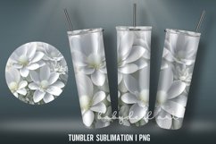 3D Tumbler Wrap Tumbler Sublimation Designs PN|White Flowers Product Image 2
